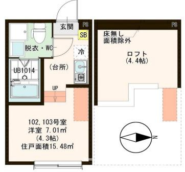 江戸川区北小岩４丁目のアパートの間取り
