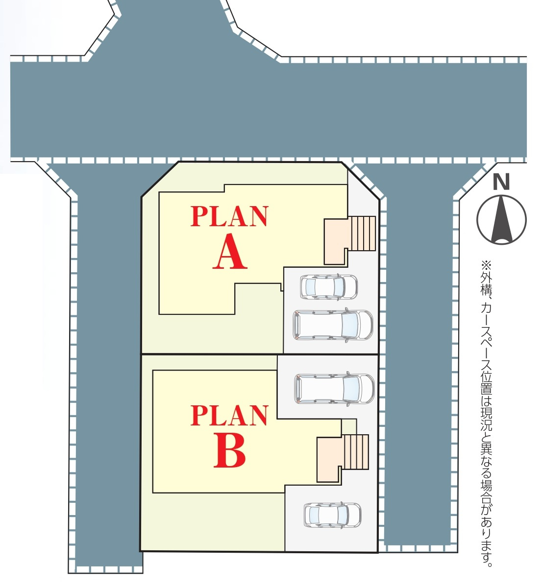 松戸市小金原８丁目新築戸建【貝の花小学校：3分】の区画図|区画配置図