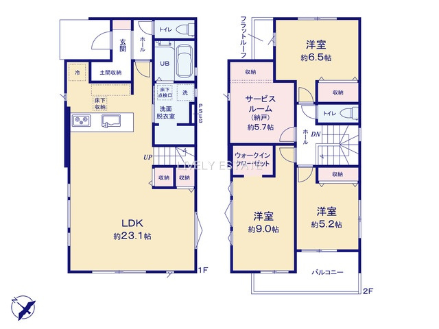 越谷市大字大里 新築分譲住宅の間取り