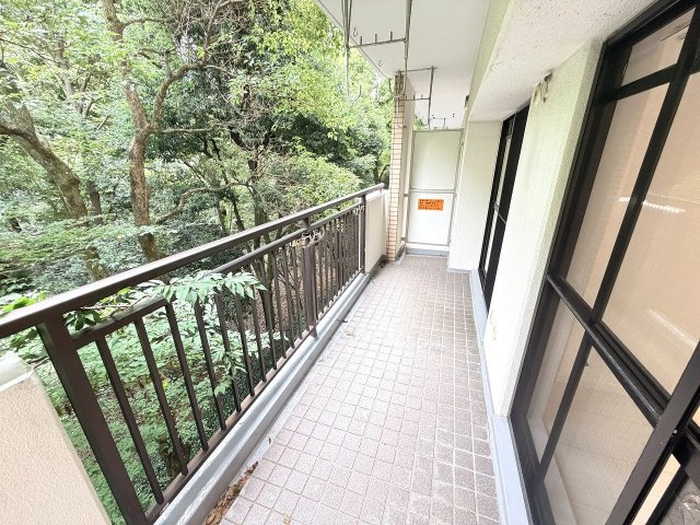 【バルコニー】 | 光が丘パークタウン春の風公園街（成増店） | 3面バルコニーの1つ、東側バルコニー。爽やかな朝日と緑の眺望が、毎日の目覚めを至高のものに。四季を感じる暮らしが、ここから始まります。