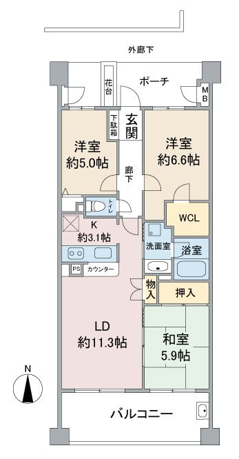ヴィルヌーブ東戸塚プレジールの間取り