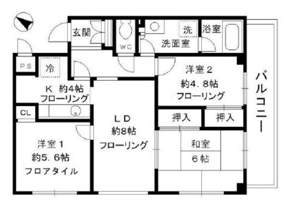 小金井市中町３丁目の賃貸マンションの間取り