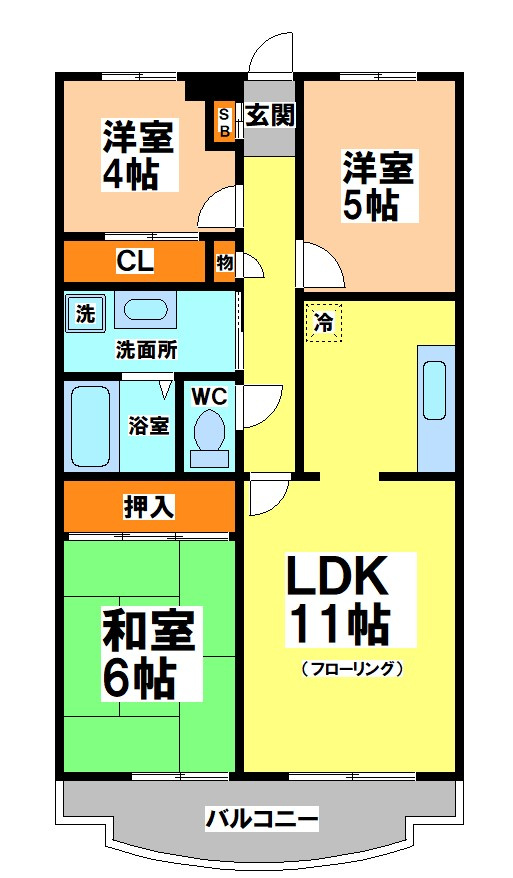 小金井市緑町１丁目の賃貸マンションの間取り