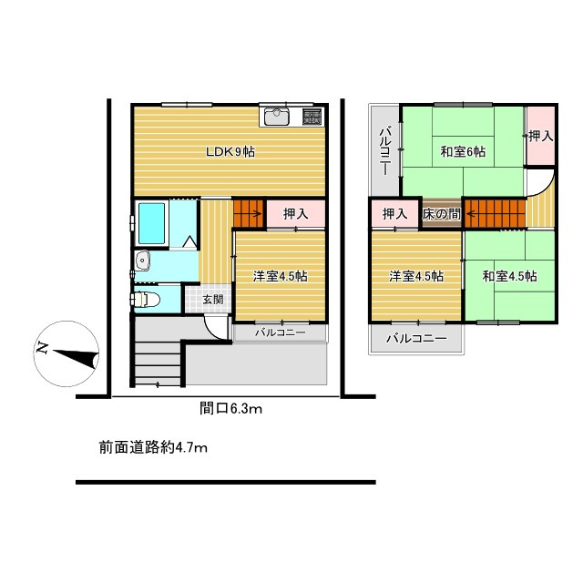 寝屋川市小路北町オーナーチェンジの間取り