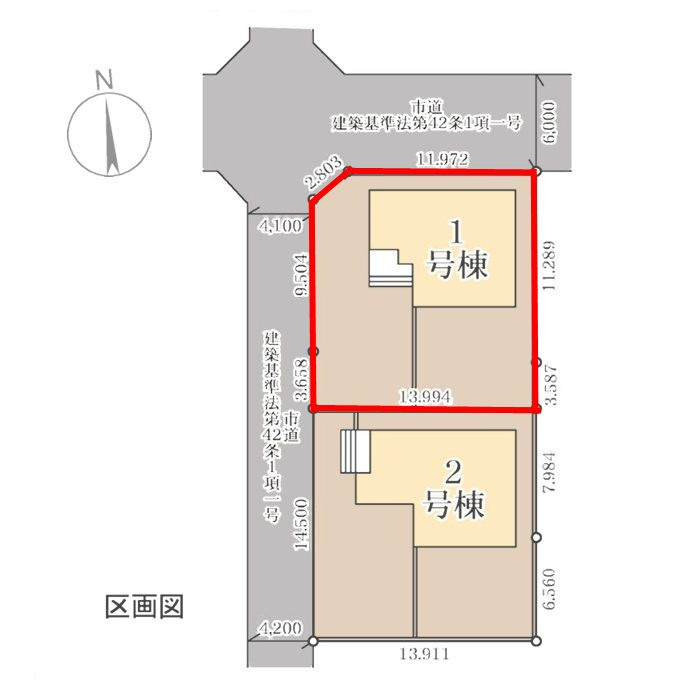 郡山市静西１丁目　　　１号棟　　　大成小学校、郡山第７中学区　の区画図|配置図