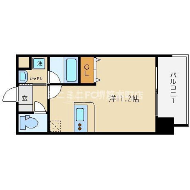 大阪市中央区上町の賃貸マンションの間取り