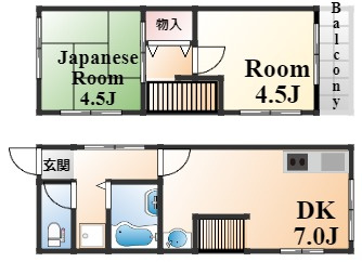 神戸市中央区坂口通５丁目のアパートの間取り
