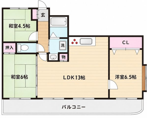 神戸市東灘区本庄町１丁目の賃貸マンションの間取り