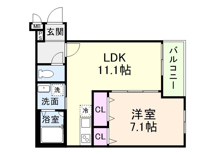 神戸市灘区大内通２丁目のアパートの間取り