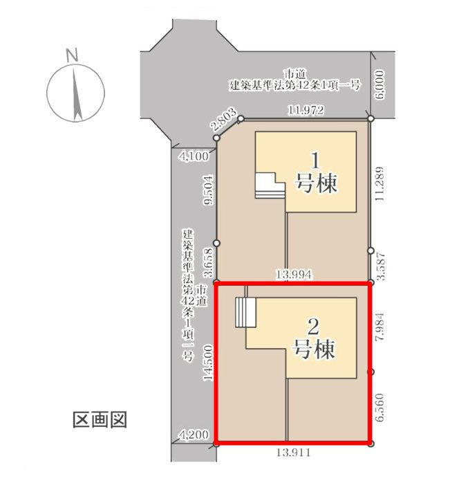 郡山市静西１丁目　　　２号棟　　　大成小学校、郡山第７中学区　の区画図|配置図
