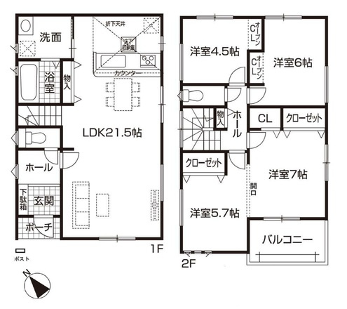 仲介手数料無料【ファーストタウン第5蟹江町学戸　新築戸建】の間取り