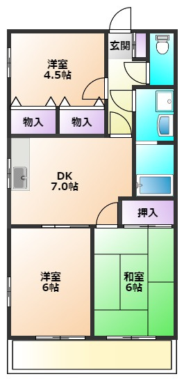 東村山市野口町２丁目の賃貸マンションの間取り