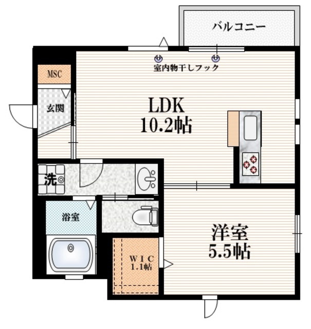 グレースハウスの間取り|ウォークインクローゼット付きの角部屋です