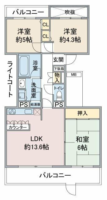 ハイツ東戸塚Ⅱ　Ｂ棟 Bの間取り