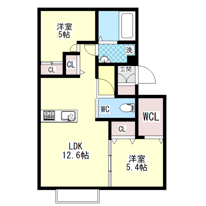 北九州市小倉南区南方２丁目のアパートの間取り