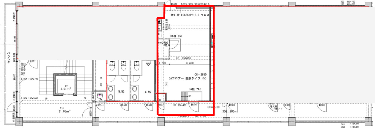 大阪市中央区南船場１丁目の店舗事務所の区画図