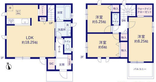 駐車2台　長期優良住宅　玉津町高津橋　１号棟　新築戸建の間取り