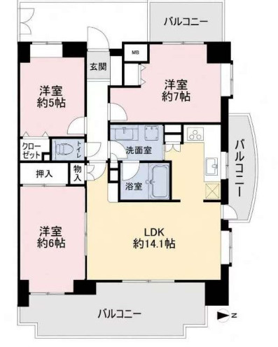 ヴィルヌーブ小手指　中古マンションの間取り