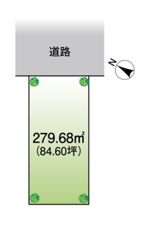 【土地図】 | グランファミーロ袖ヶ浦駅前　土地　袖ヶ浦駅 | 建物の配置を考えやすい整形地です。
上下水道、都市ガス。駅まで徒歩約5分です！！