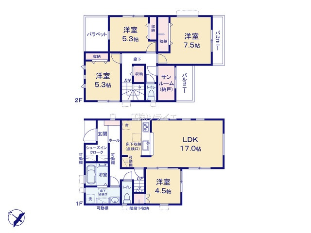 川越市岸町第四　新築戸建　リーブルガーデンの間取り