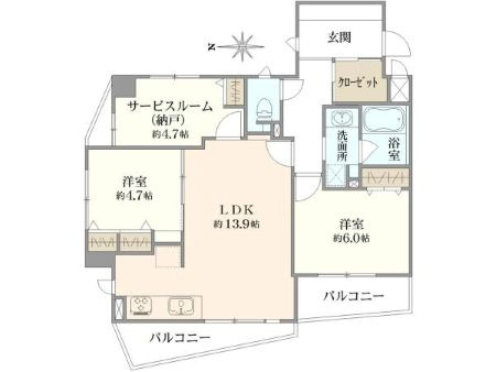 中野区中央４丁目の中古マンションの間取り