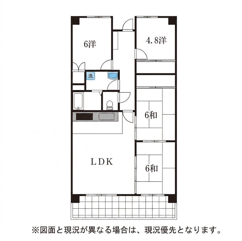 「鴨田小学校まで徒歩6分」高知市鴨部アーネスト鴨部　中古マンションの間取り