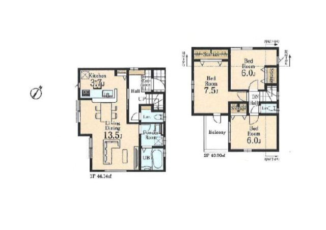 羽村市小作台５丁目の新築一戸建の間取り|【5号棟】3LDK　2階の3部屋がすべて6帖以上で、駅近ながらお子様のお部屋も広々です。