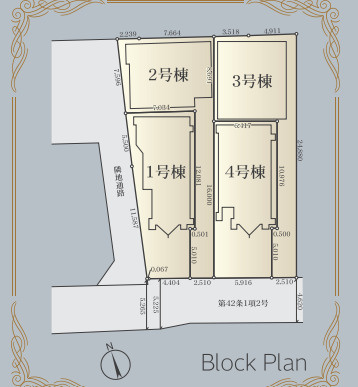 茅ヶ崎市浜竹3丁目　新築戸建　全4棟1号棟の区画図