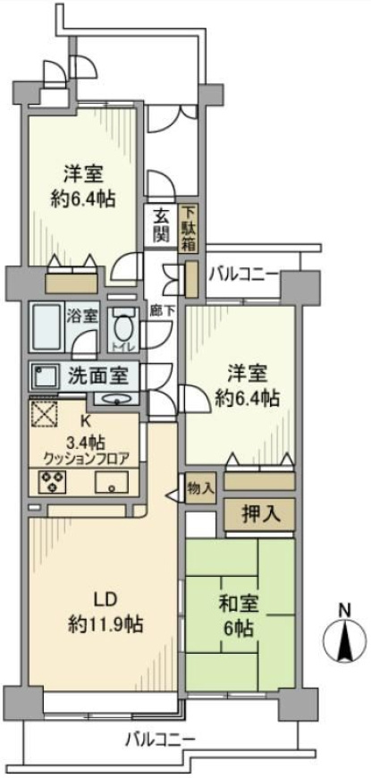 インペリアル東久留米B棟の間取り