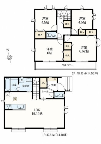 国分寺市北町3丁目　西武国分寺線　鷹の台駅　新築戸建の間取り