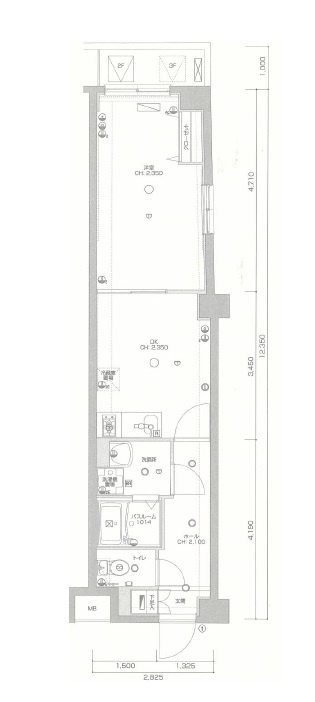 Amavel羽田空港の間取り|間取り　1DKバストイレ別独立洗面台！