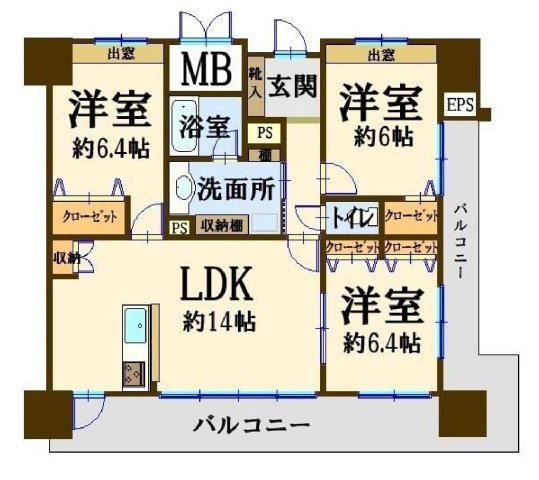 売マンション　小山市中央町の間取り