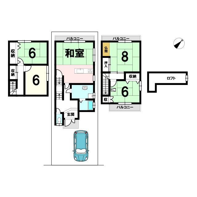 中古戸建　大東市中垣内1丁目（平成10年築）の間取り