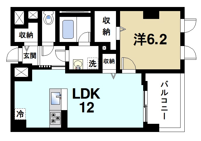ラ・プリュスの間取り|ゆったりと暮らせる1LDKの間取りです。