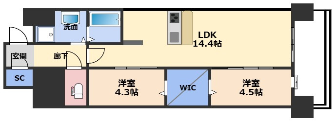 Draw上本町　仲介手数料無料の間取り