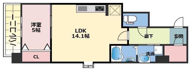 Draw上本町　仲介手数料無料の間取り