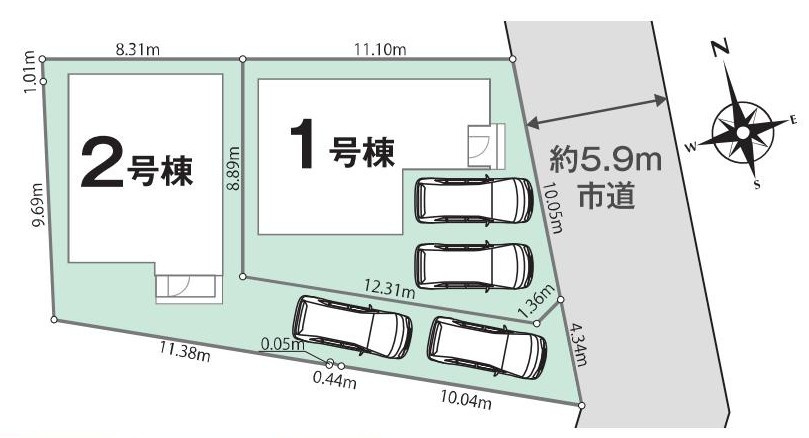 半田市花園町6丁目5番地4『仲介手数料無料』新築一戸建て・建売の区画図