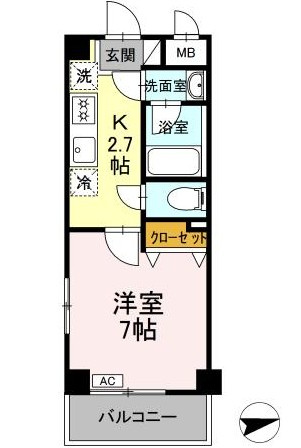 【間取り】 | GLOIREMANSION | システムキッチン付き！１Ｋのお部屋です！
