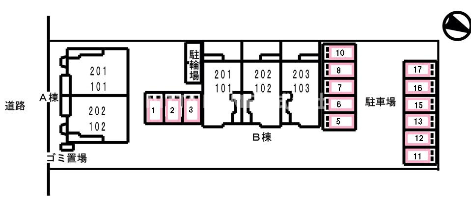 京丹後市峰山町荒山のアパートの区画図