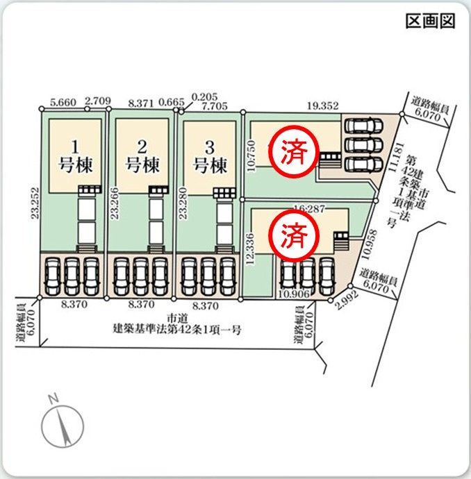 【いわき市錦町江栗1丁目／全5棟／3号棟】　◆必ずもらえる選べるキャンペーン実施中！！の区画図|区画図です。
