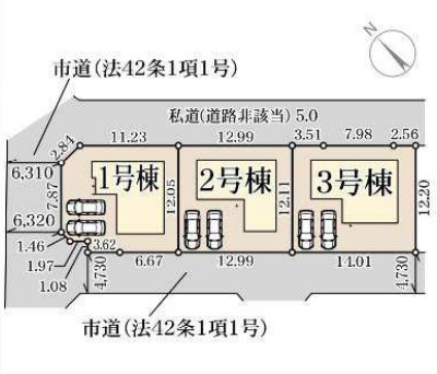 岸和田市上松町　新築一戸建ての区画図|全３区画