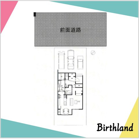 新築戸建・新築建売　郡山市大槻町西ノ宮　大槻小・大槻中の区画図|駐車スペースは並列3台可能です！（車種による）前面道路幅員北側9ｍ