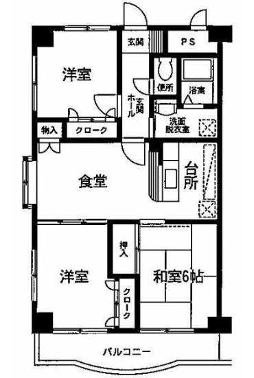 大和市中央林間２丁目の賃貸マンションの間取り
