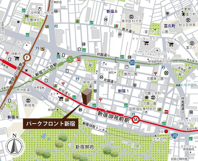 パークフロント新宿の地図