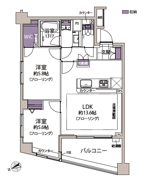 仲介手数料半額　イクシア本牧ユニーブルの間取り