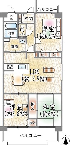 西宮東パーク・マンションの間取り