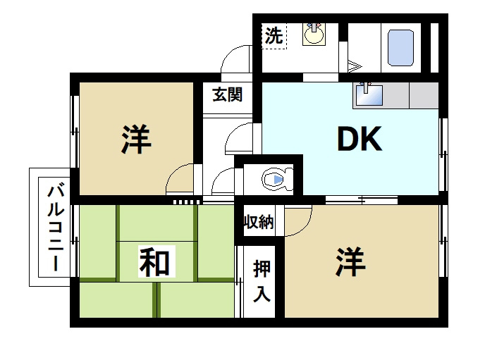 アスティオン飛鳥の間取り|2LDKへ改装