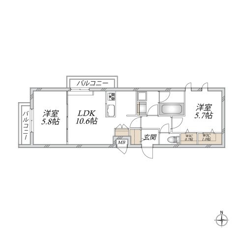 【間取り】 | 仮）代田２丁目メゾン | 2LDK