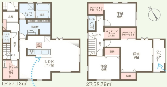 ★彦根市川瀬馬場町　第9期　新築一戸建ての間取り|6号地