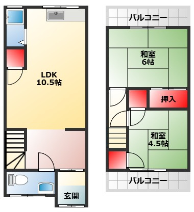 【間取り】 | 下田町連棟貸家